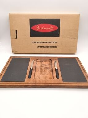 Vintage Baribocraft Maple Cheese Board Slate Slabs in Original Box